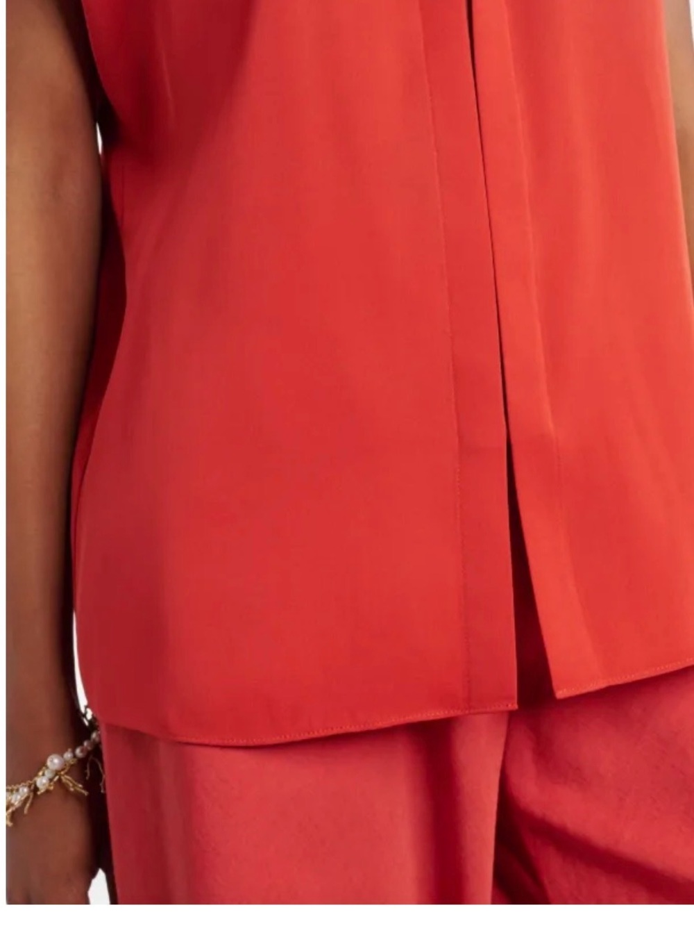 Vince Coral Mandarin-Collar Cap-Sleeve Blouse - Picture 5 of 7